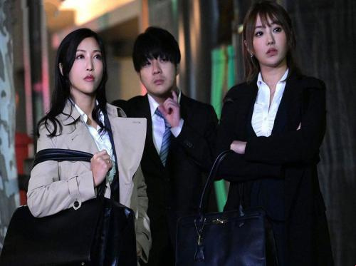 The young man was exhausted by two female bosses during a business trip in the same hotel The young man was exhausted by two female bosses during a business trip in the same hotel