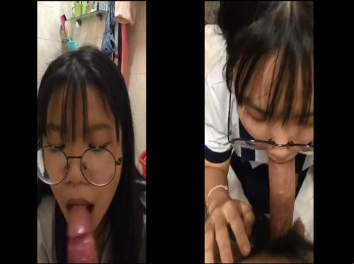 The 4-eyed college student gives an extreme BJ in the toilet The 4-eyed college student gives an extreme BJ in the toilet